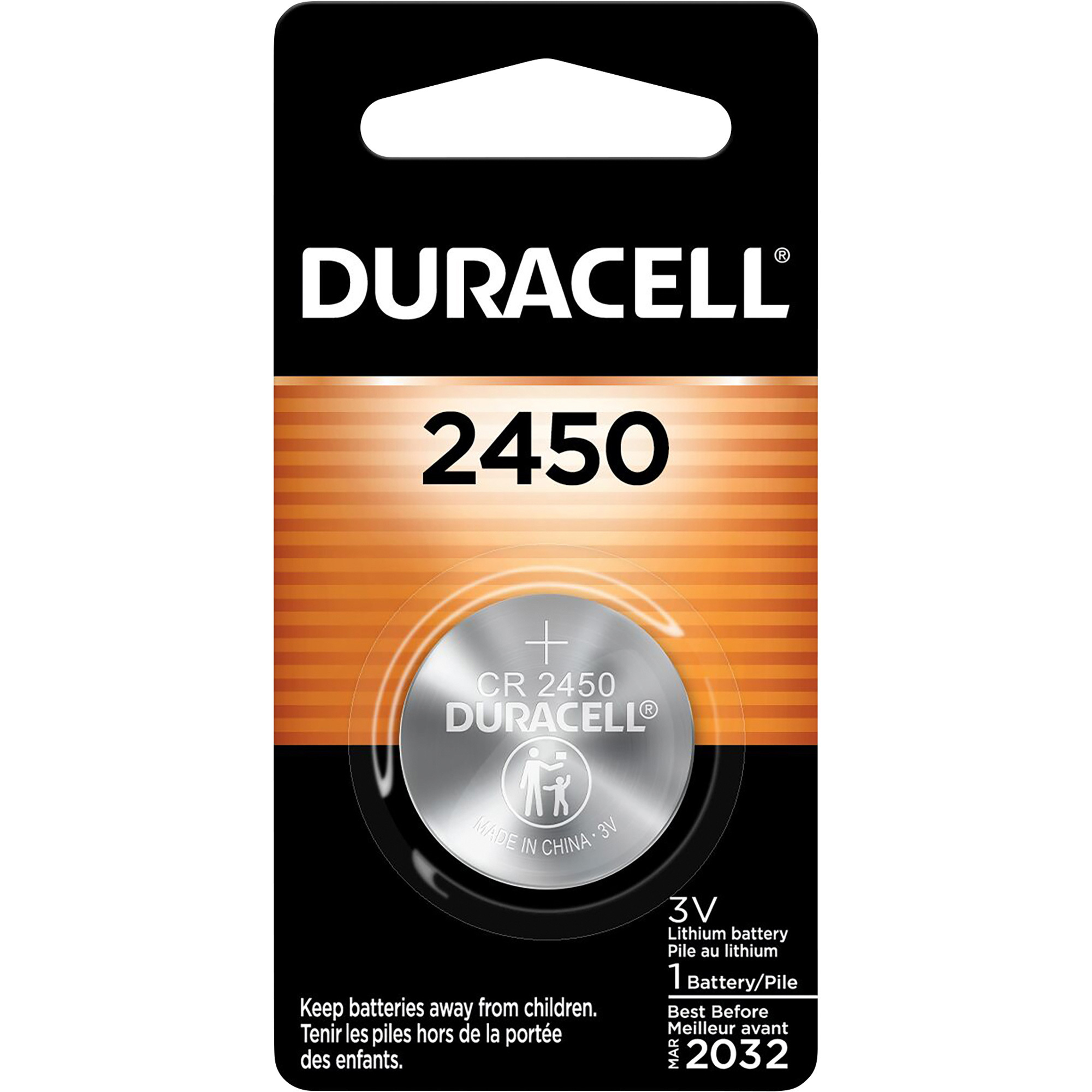 Duracell Lithium 2450 Battery, 3V, 1 Count